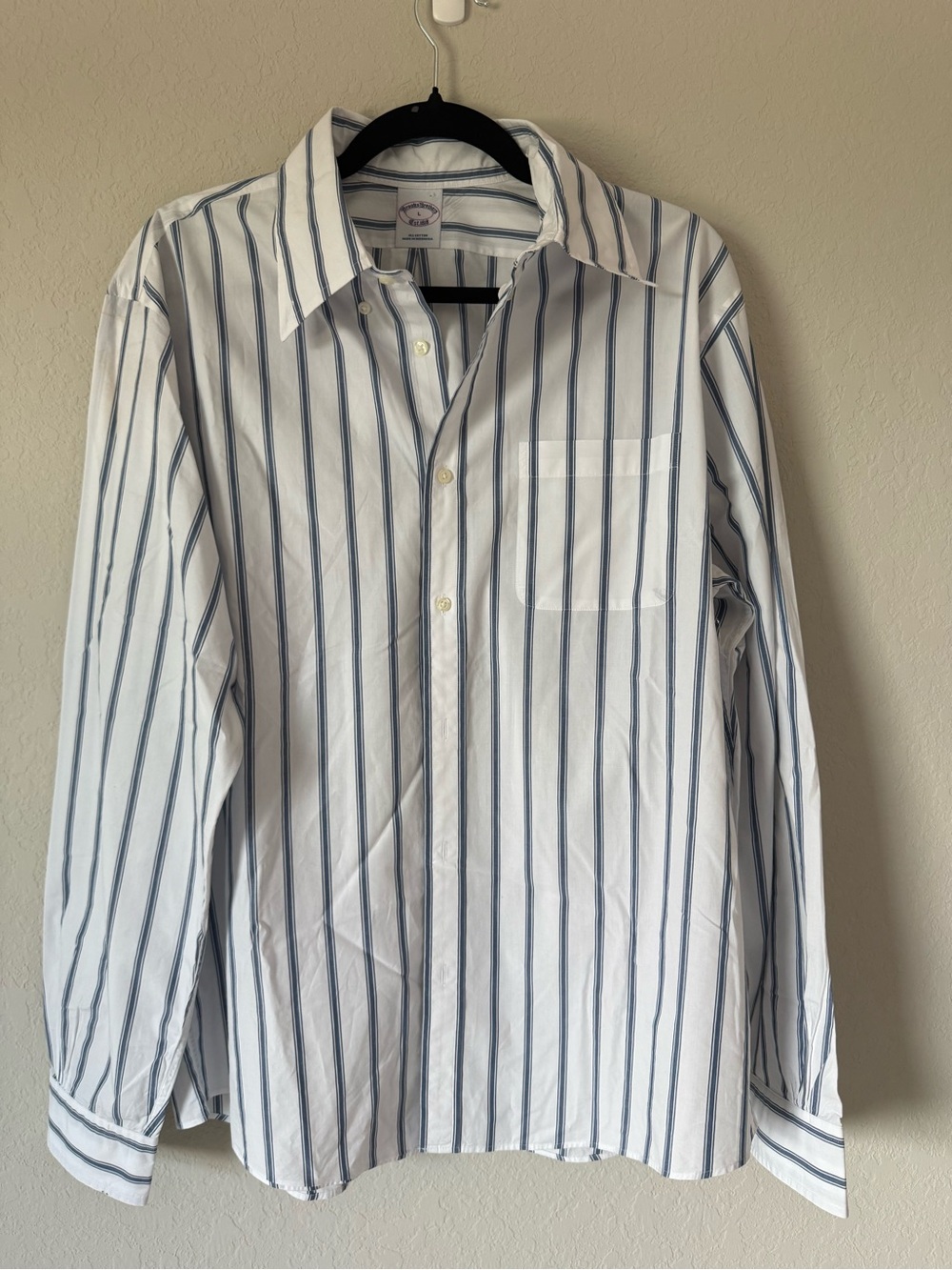 Brooks Brothers White Shirt with Blue Vertical Stripes